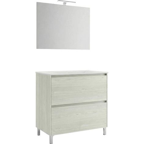 MOBILE BAGNO 'LISBONA' base cm 80 x 47,5 x h.85,5 - colore rovere ghiaccio