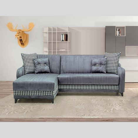 Divano con penisola contenitore reversibile 246x138x92 H Laos colore grigio (1/5)