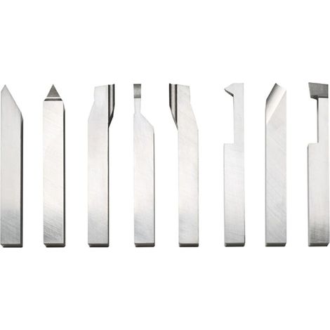 Mw Tools – Jeu de 8 outils de tour HSS 6 x 6 mm – Pour tournage général dans aciers ordinaires – Compatible tourelle carrée – DBS0806