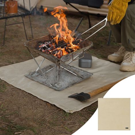 Tapis Isolant - Fibre De Verre - Résistant Au Feu - Pour Pique-Nique Et Barbecue - 100 X 100 Cm - Khaki - 1 Pièce (1/5)