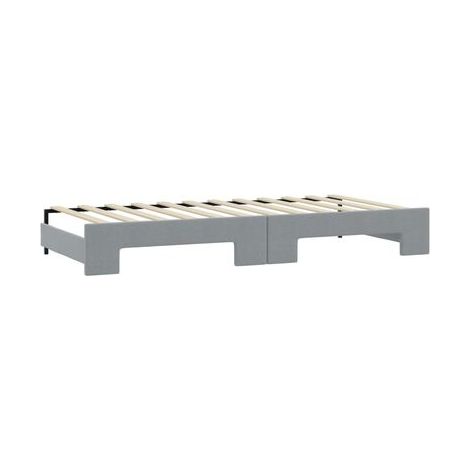 Lit avec tiroirs et méridienne avec tiroirs, gris clair, 80 × 200 cm, tissu, rangement pratique intégré, tissu doux et respirant, meuble de chambre, design contemporain, montage facile (1/5)