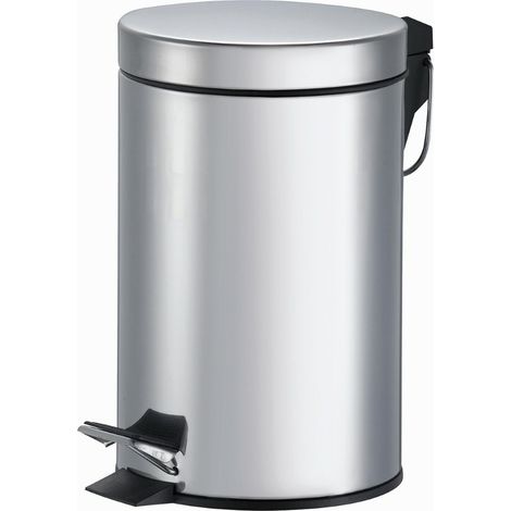 Pattumiera Tonda Acciaio Cromato 3L 16x24 cm Pedale (1/2)