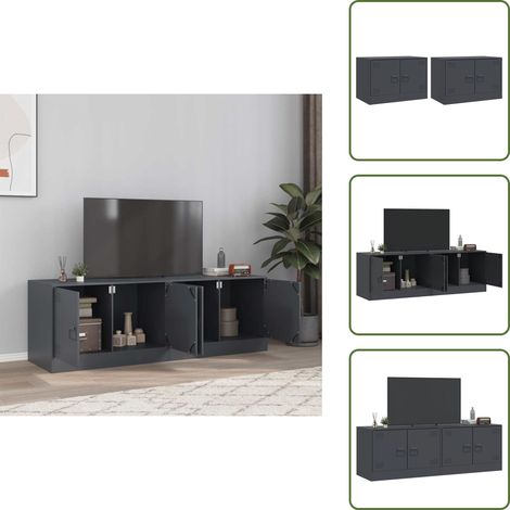 The Living Store Meubles TV 2 pcs anthracite 67x39x44 cm acier - Meuble Tv - Meuble Tv Moderne - Meuble Tv Industriel - Étagère Murale - Support Tv