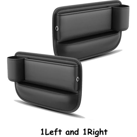(1 gauche et 1 droite) Organisateur d'espace pour siège auto en cuir PU, remplisseur d'espace pour siège avant, boîte de rangement portable pour téléphone, porte-gobelet universel pour siège auto (1/5)