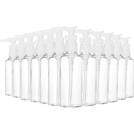 Set mit 12 transparenten 100-ml-Reiseflaschen (3,4 oz) mit Pumpe, Lotion- oder Wasserspender, Massa