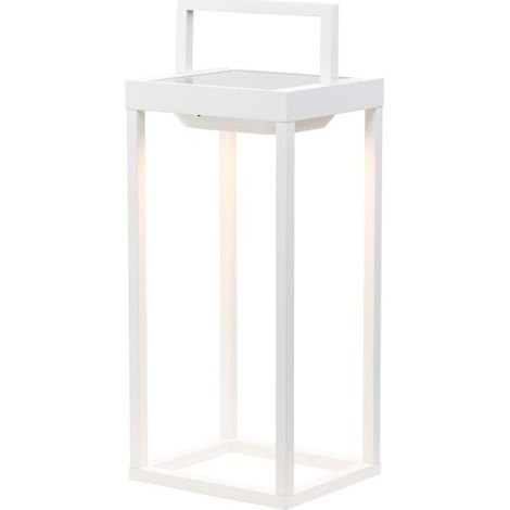 Zafferano - Lanterna Home solar 2 a led 37,3cm - Lampada da parete e da tavolo 2W con batteria e sensore crepuscolare - Bianca
