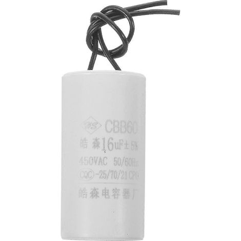 Condensateur de démarrage moteur 16 µF 450 V CA pour moteur de machine à laver, 450 V CA 50/60 Hz (1/5)