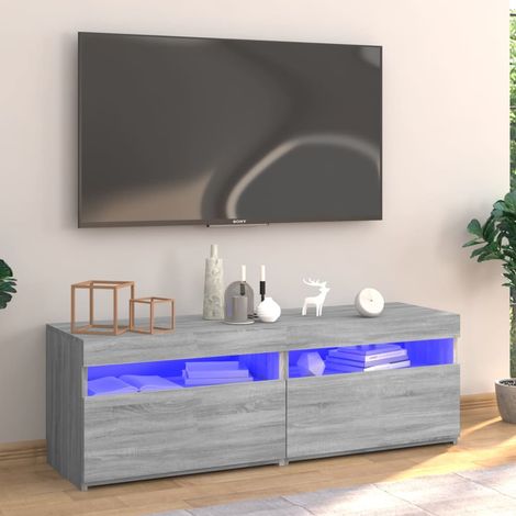 Meuble TV - Armoire de salon Banc TV avec lumières LED sonoma gris 120x35x40 cm -FR54292 (1/5)