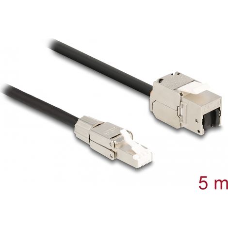 Delock Cable RJ45 macho montaje en campo a MÃ³dulo Keystone RJ45 hembra Cat.6A de 5 m