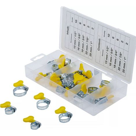 Assortiment de colliers de serrage a ecrous papillons 26 pieces (1/2)