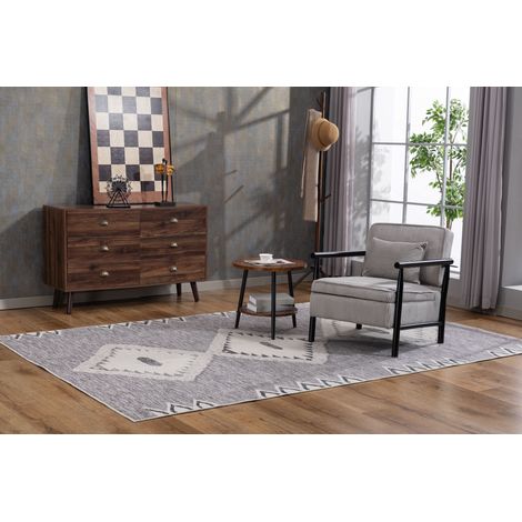 Fauteuil 1806, Fauteuil d'appoint moderne de style médiéval avec structure en bois, fauteuil rembourré pour salon avec soutien lombaire, fauteuil de lecture pour chambre et véranda (1/4)