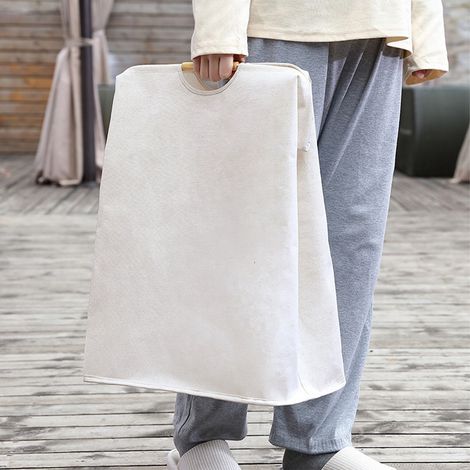 Grand panier à linge pliable et imperméable avec poignée en bois pour la salle de bain, longueur 56 cm (1/5)