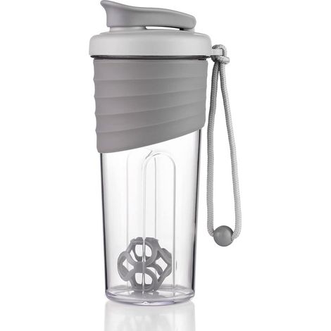 Shaker fitness 700 ml, bouteille pour poudre protéinée et shakes, avec mélange efficace, pour entraînement, fitness et sport, gris (1/5)