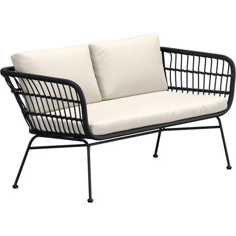 Canapé de Jardin 2 Places "Isola" 140cm Noir