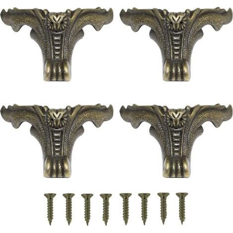 CCYKXA Antique Brass Box Legs, 4 Pieces Zinc Alloy Furniture Legs, Zinc Alloy Furniture Legs, Zinc Alloy Furniture Leg Corner, for Desk Jewelry Box (Green Bronze)