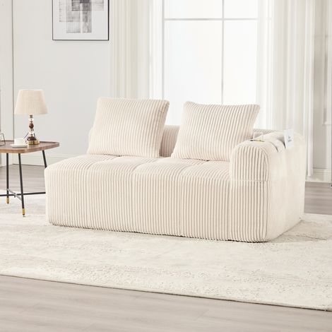 Zweisitzer Sofa mit Seitenfächern Becherhaltern Cord OKMYHOME (1/5)