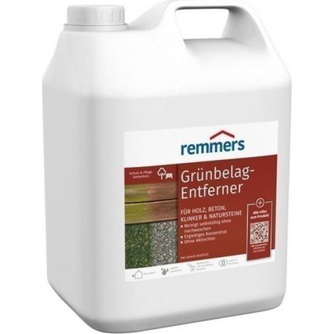Remmers Grünbelag-Entferner, 2,5 Liter, Grünbelagentferner für außen, entfernt Algen und Moos, mit Langzeitwirkung, ohne Aktivchlor, materialschonend (1/2)