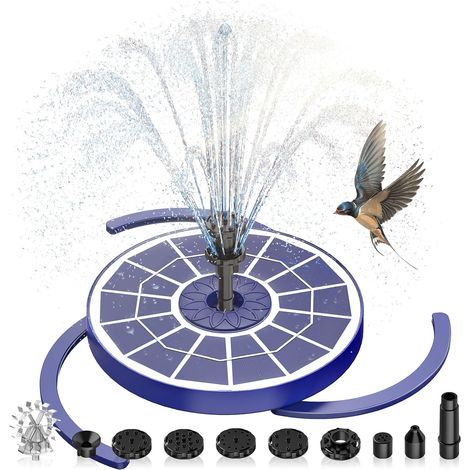 Fontaine Solaire 3,5 W Divers Effets de Pulvérisation, pour Bassin et Jardin, Panneau Bleu Foncé (1/5)