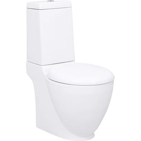 WC à poser,Toilette contemporaine en céramique Écoulement d'eau à l'arrière Blanc - DH58610 (1/5)