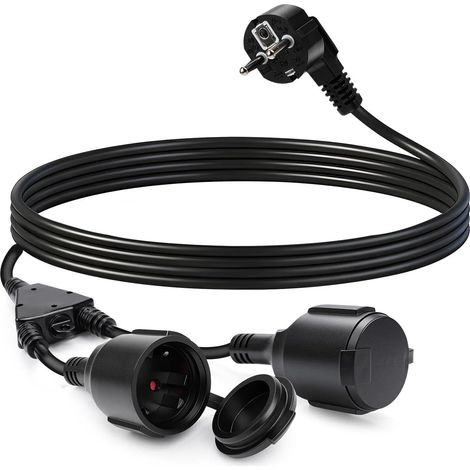 Rallonge Electrique 2m avec 2 Prises - IP44 Rallonge Electrique Exterieure Étanche 250 V/16 A- Prolongateur Electrique 3680W - H05VV-F 3G1,5 mm² Rallonge exterieure étanche, rallonge 2m (1/5)