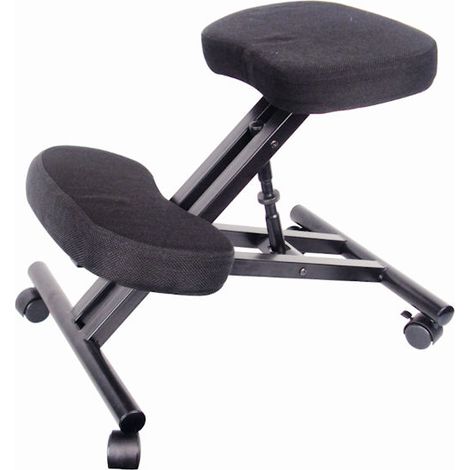 Spetebo – Chaise ergonomique à genoux réglable en hauteur – Noir – Siège et genoux rembourrés – Roulettes pour mobilité – Charge max 80 kg
