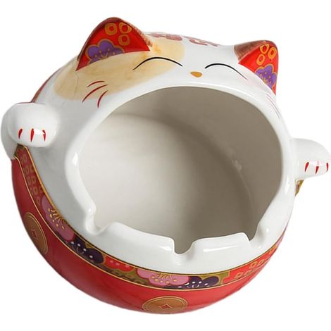 Cendrier Chat Chanceux en Céramique Cendrier de Bureau et Récipient à Cendres Objet de Décoration pour Maison (1/5)