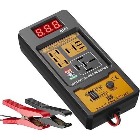 Batterierelais-Testset für Autos – Spannungsdiagnosegerät mit Klemmenkabeln zum Testen von 4- und 5-poligen Relais für Limousinen, SUVs, LKWs, Minivans und Motorräder (1/5)