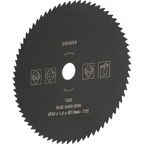Disque de scie circulaire HSS 72 dents, 85 mm x 10 mm, pour bois et métal (1/5)