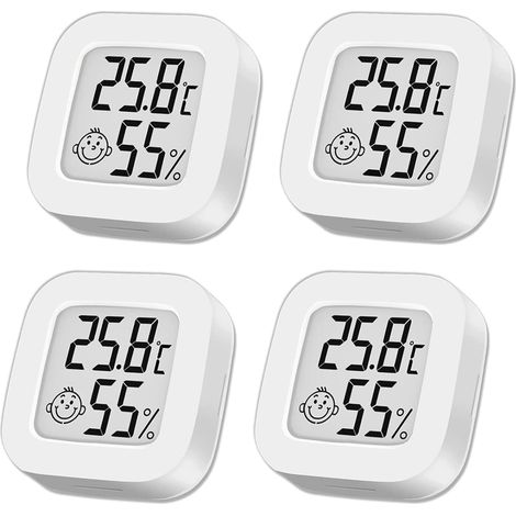 4-in-1-Thermometer, Mini-Hygrometer, digitales Außenthermometer, Innenthermometer für Zuhause, Terrarium, Babyzimmer, Inkubator, Keller, Ankleidezimmer usw.
