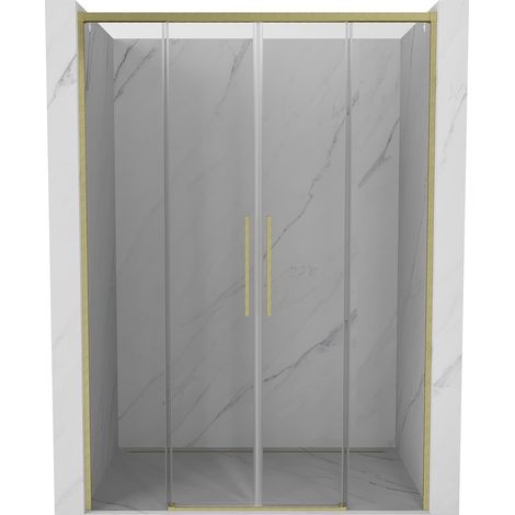 Mexen Rox porta doccia scorrevole 140 cm, trasparente, oro spazzolato - 8C2-140-002-55-00
