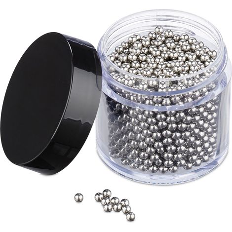 Relaxdays Cleaning Beads Set, 1000 Pieces, Stainless Steel, Carafes, Bottles, Decanters & Vases, Remove Stains, Silver