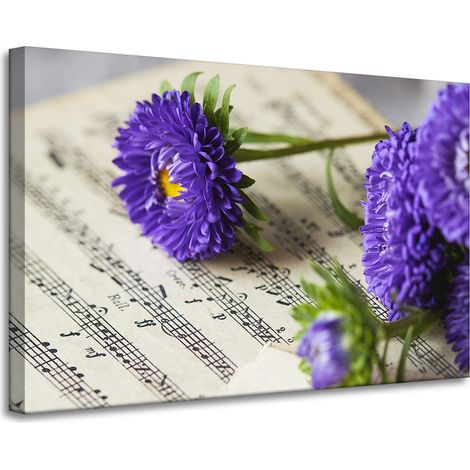 Leinwandgemälde „Musikblumen auf der Partitur“ 90x60