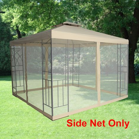 Pavilion Gazebo Side Net Marquee Fly Screen Gathering Mosquito Netting Washable Removable Sand(Side Net Only)