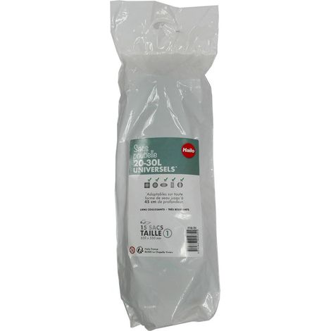 Hailo – Pack de 10 rouleaux de sacs poubelle universels 20 à 30L – Total 150 sacs – Pour poubelles jusqu'à 45 cm de profondeur
