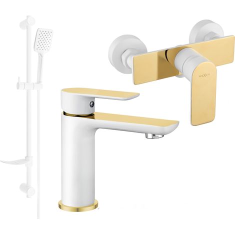 Mexen Alfa Conjunto de ducha DF62, blanco/dorado - 745704DF62-25 (1/4)