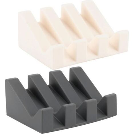 [NON UTILIZZATO] Set di 2 portasapone in silicone autodrenante con accessori per cucina e bagno (grigio + bianco)