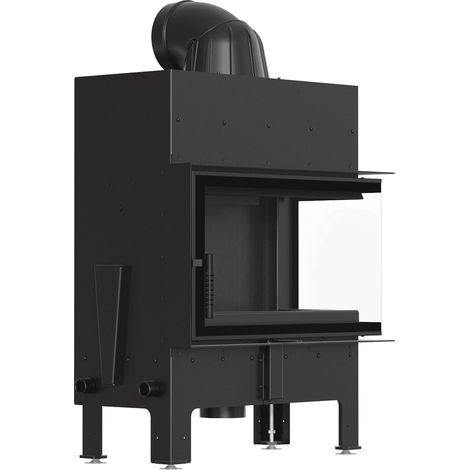 Kamineinsatz aus Stahl KRATKI FLOKI M rechts 10 kW Ø 200 schwarz Verkleidung (1/5)