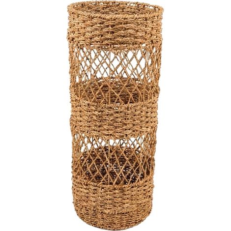 Paralume cilindrico in fibra naturale intrecciata beige 66 cm (1/5)