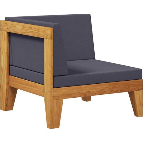 vidaXL Sofá de esquina seccional y cojines gris oscuro madera acacia (1/2)
