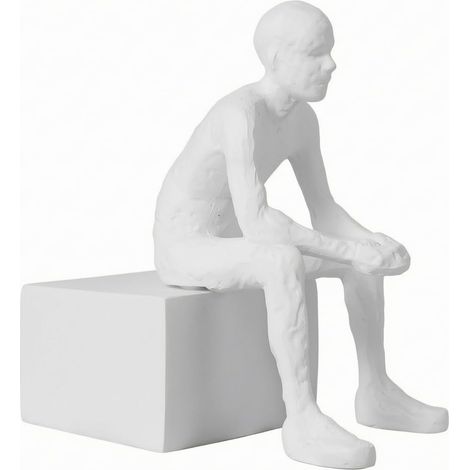 Contemplative Figurine in Artistic Synthetic Resin Sculpture, Elegant Seated Resin Figure Statue, Suitable for Shelf, Desk, Entryway (1/5)