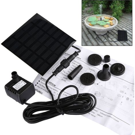 Fontaine Solaire Extérieur , 1.2W Fontaine Solaire à Eau , Pompe à Eau Solaire Flottante Submersible en extérieur pour Bain d'oiseau, Jardin, Patio, étang, Piscine, extérieur A