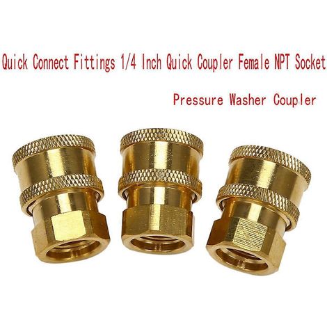 Lot de 3 raccords pour nettoyeur haute pression, raccord rapide femelle NPT 1/4 pouce -- (1/5)