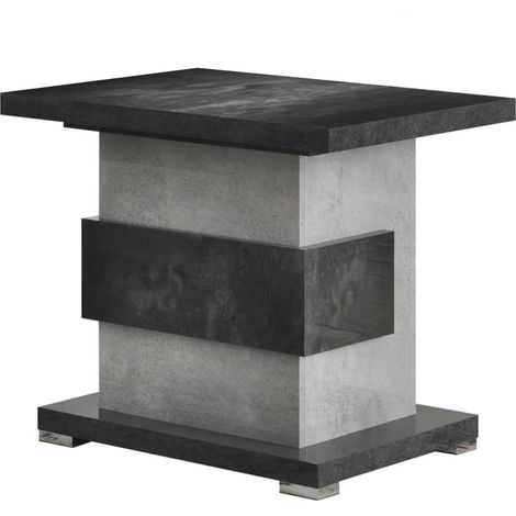 HOFFMAN - Table d'Appoint à Pied Central Gris Aspect Pierre (1/3)