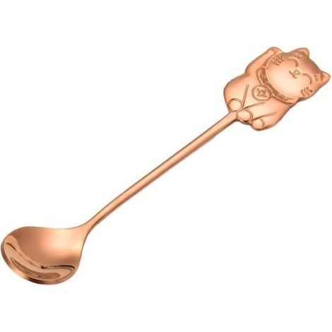 Cuillère,Cuillère à mélanger à café de dessin animé, chat porte bonheur mignon en acier inoxydable 304 cuillère à Dessert - Type 6 (1/4)