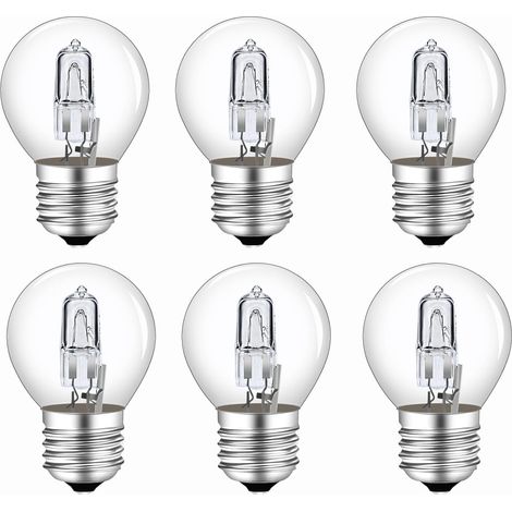 Lot de 6 ampoules G45 E27 28W dimmable, blanc chaud 2700K, globe transparent 370LM 230V pour lustre, lampe de table, lampadaire