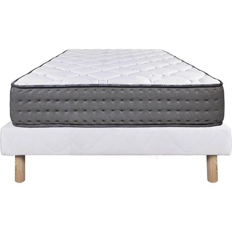 ZENITH - Ensemble Matelas Mousse Ep.20cm + Sommier Tapissier Blanc 90x190 cm (1/5)
