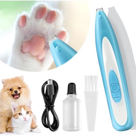 Tondeuse Chat/Chien Bleu,Toilettage du Chien Avec Lumière LED,Tondeuse Animaux à Faible Bruit,Rechargeable par USB,Tondeuse Patte Chien Entre Coussinets pour Chat et Chiens Pattes,Oreilles,Croupe (1/5)