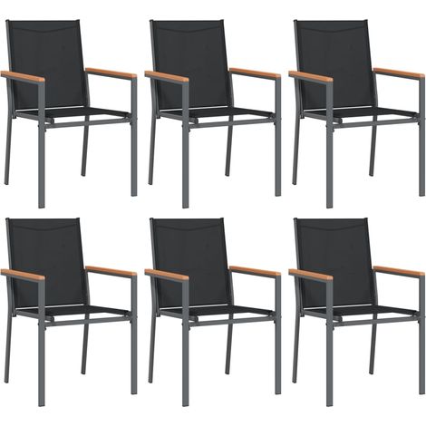 Gartenstühle Set von 6 schwarz 55x61,5x90cm Textilene und Stahl
