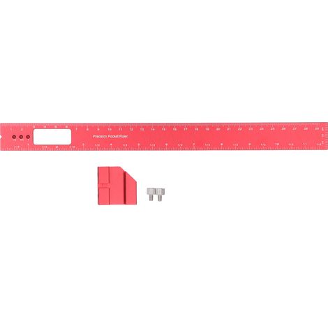 [JAMAIS UTILISÉ]Règle de poche pour le travail du bois, 30 cm (12 pouces), en alliage d'aluminium, avec butée coulissante de précision, idéale pour le bricolage. (1/5)