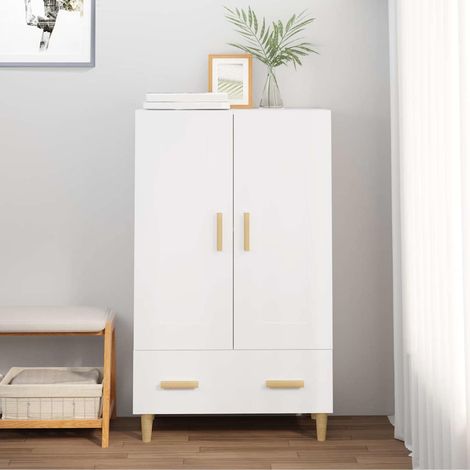 vidaXL Buffet haut Blanc 70x31x115 cm Bois d'ingénierie (1/5)